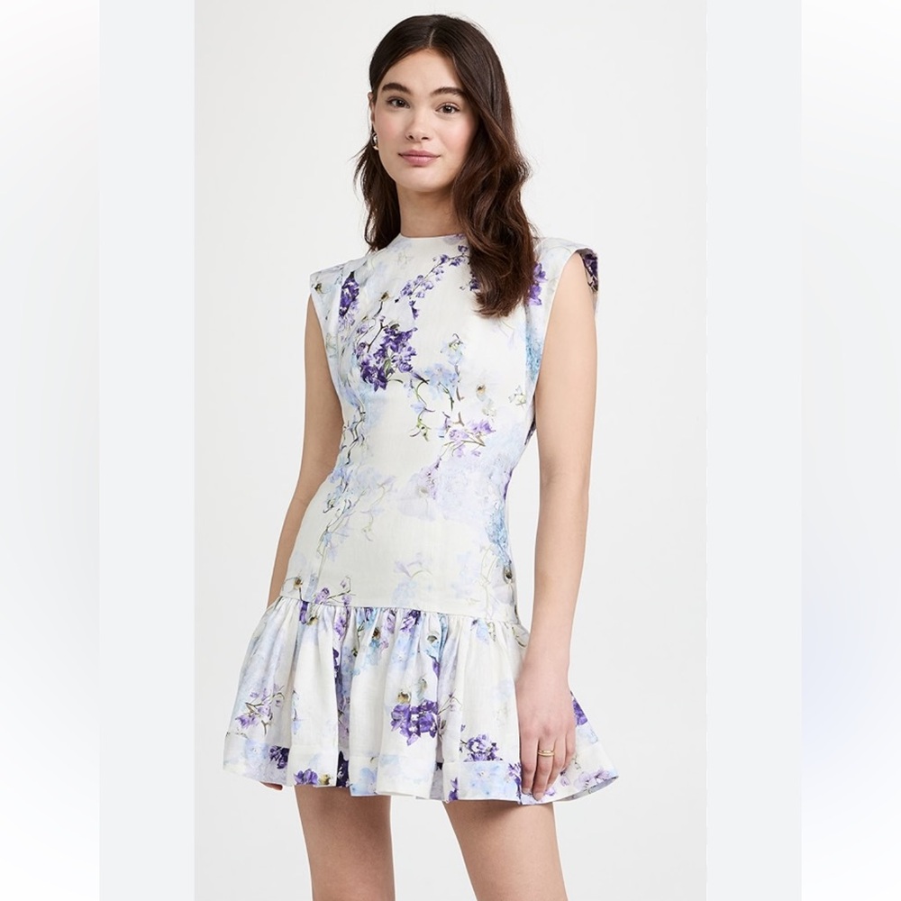 Zimmermann Rhythmic Flounce Short Dress Midnight Garden